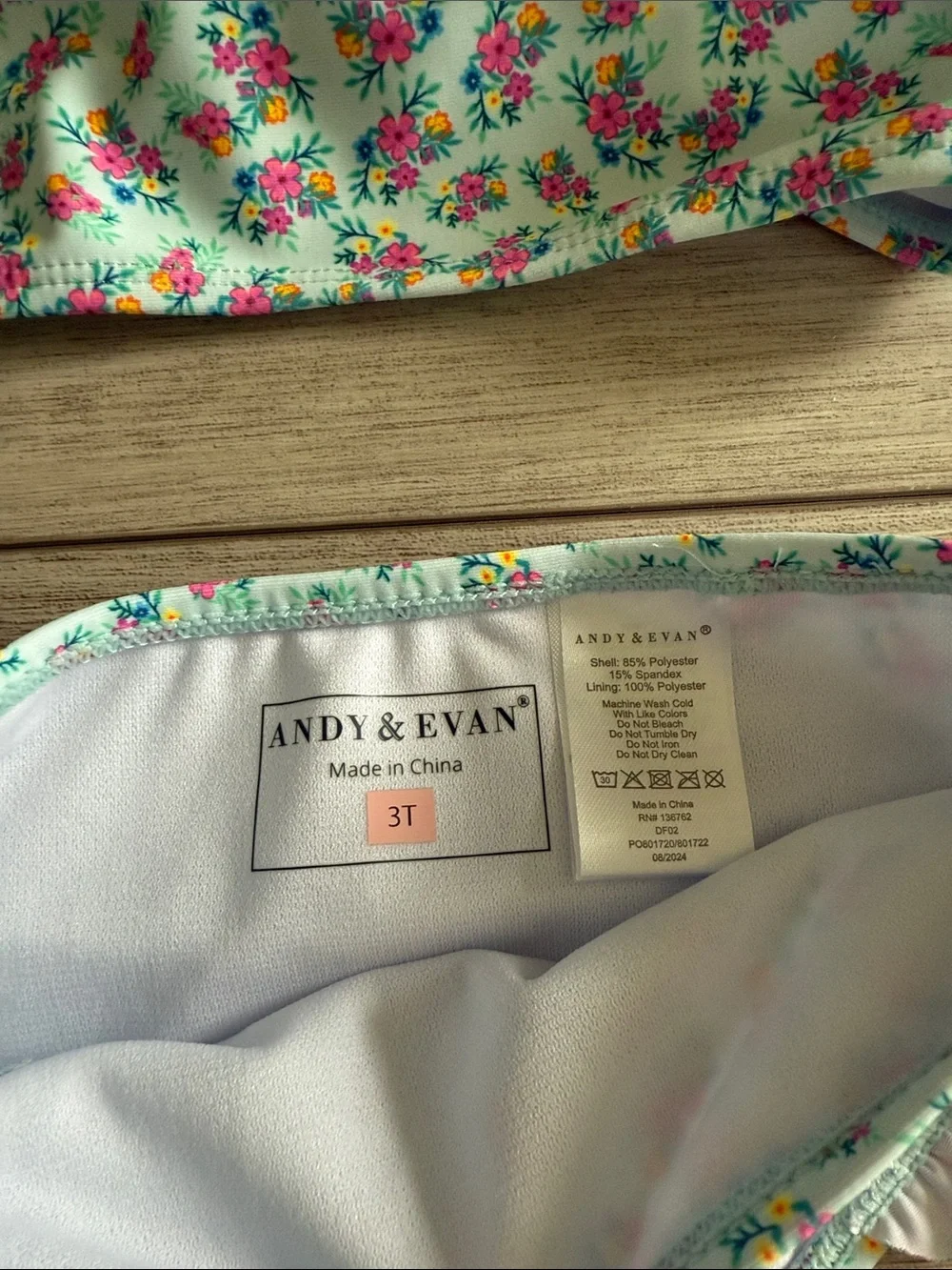 Andy & Evan Girls Floral Ruffle bikini set matching headband 3T NEW